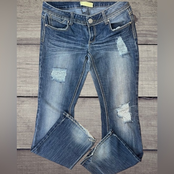 New to my Closet!! Almost Famous Premium Distressed Bootcut Jeans - Picture 2 of 5